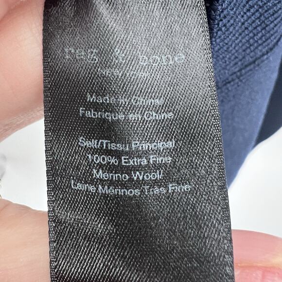 Rag & Bone Navy Blue Merino Wool Long Sleeve Stripe Tunic Sweater Womens XXS - Picture 7 of 7